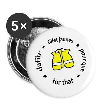 Neon Warnweste Grafik - Buttons groß 56 mm (5er Pack) - Weiß - Vorne