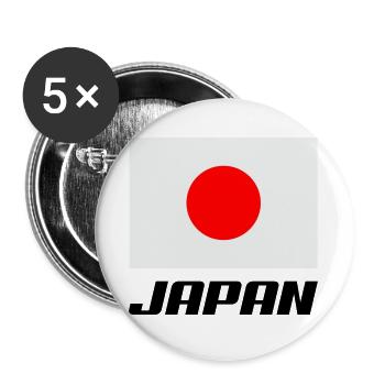 Japan Fahne - Buttons groß 56 mm (5er Pack) - Weiß - Vorne