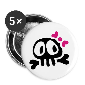 lady skull - Buttons large 2.2''/56 mm (5-pack) - white - Front