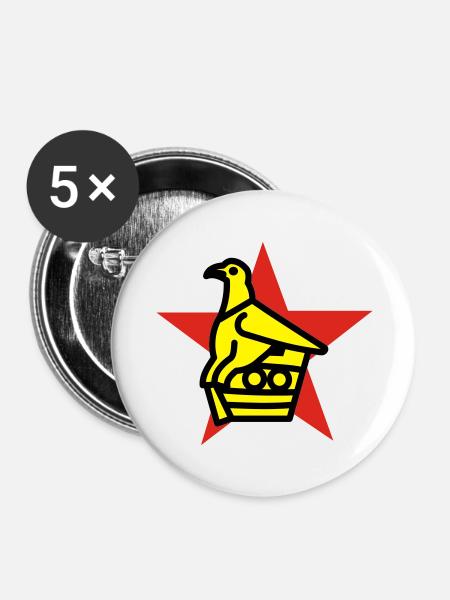 Zimbabwe Bird & Star - Buttons large 2.2''/56 mm (5-pack) - white