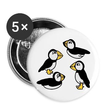 Familie der Papageientaucher - Buttons groß 56 mm (5er Pack) - Weiß - Vorne