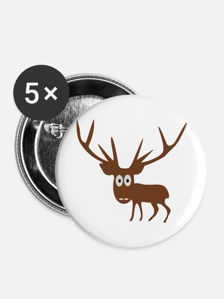 Hirsch - Buttons groß 56 mm (5er Pack) - Weiß
