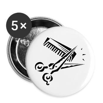 Sissors and comb - Buttons large 2.2''/56 mm (5-pack) - white - Front