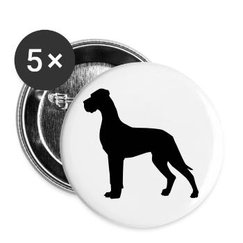 Dogue allemand - Lot de 5 grands badges (56 mm) - blanc - Devant