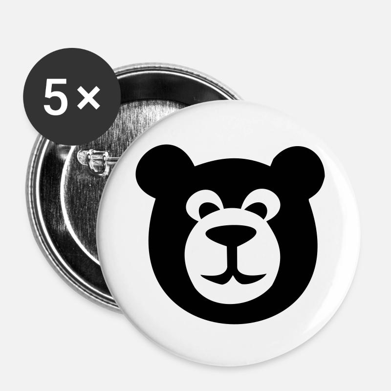 BÄR - Buttons groß 56 mm (5er Pack) - Weiß