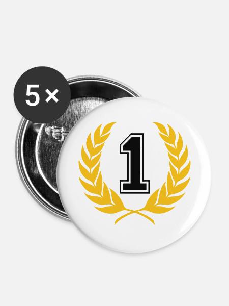 Number 1 - Buttons groß 56 mm (5er Pack) - Weiß