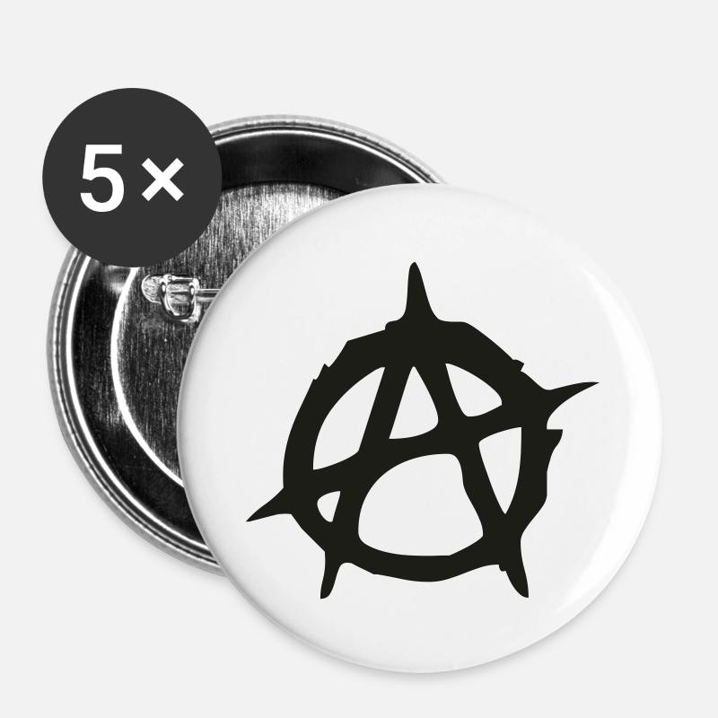 Anarchy symbol - Buttons large 2.2''/56 mm (5-pack) - white