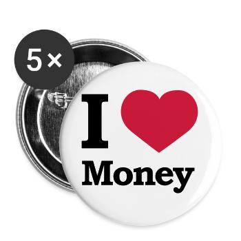 I love Money | Herz | Heart - Lot de 5 grands badges (56 mm) - blanc - Devant