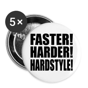 Faster Harder Hardstyle EN - Buttons large 2.2''/56 mm (5-pack) - white - Front