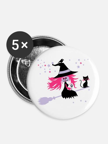 witch - Buttons large 2.2''/56 mm (5-pack) - white