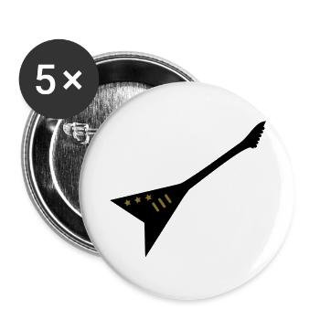 guitare - Lot de 5 grands badges (56 mm) - blanc - Devant