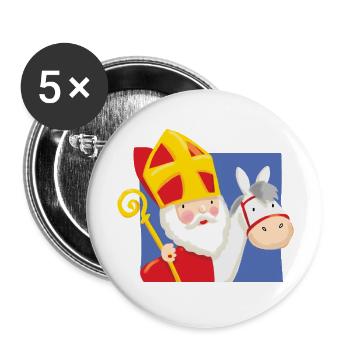 Sinterklaas op Schimmel - Buttons large 2.2''/56 mm (5-pack) - white - Front