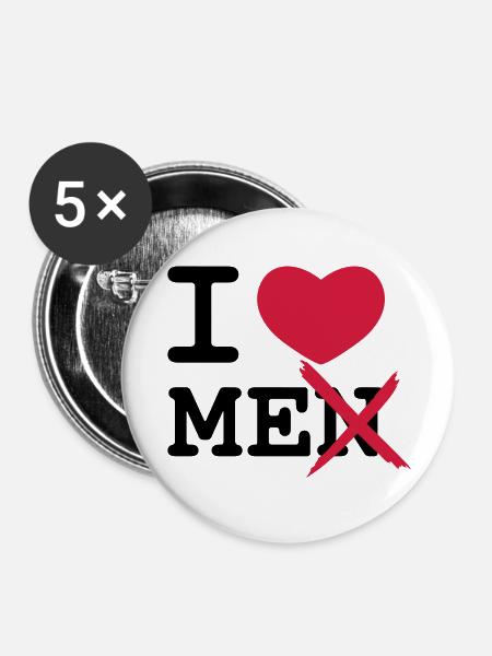 I Love Men - Buttons large 2.2''/56 mm (5-pack) - white