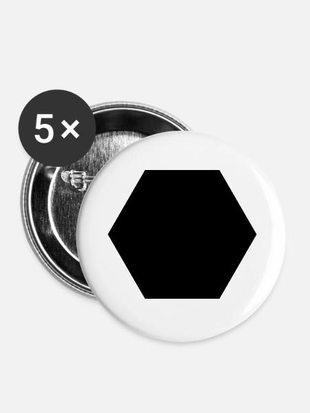 6_eck - Buttons groß 56 mm (5er Pack) - Weiß