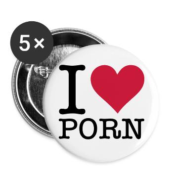 I love porn! - Lot de 5 grands badges (56 mm) - blanc - Devant