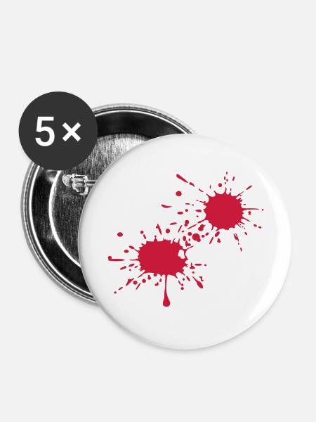 Blut - Buttons groß 56 mm (5er Pack) - Weiß