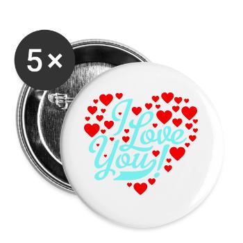 i love you - Buttons large 2.2''/56 mm (5-pack) - white - Front