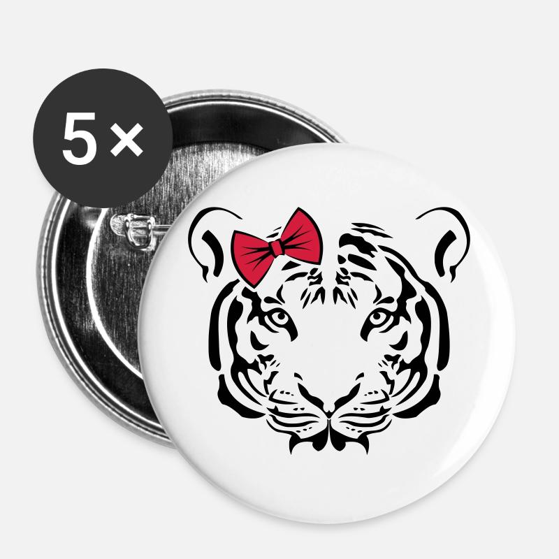 Cute Tiger CUTE EDITION - Buttons large 2.2''/56 mm (5-pack) - white