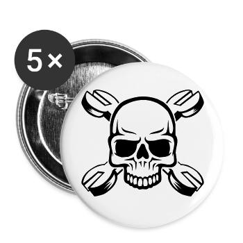 skull - Buttons groß 56 mm (5er Pack) - Weiß - Vorne