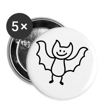 Fledermaus - Line - Buttons groß 56 mm (5er Pack) - Weiß - Vorne