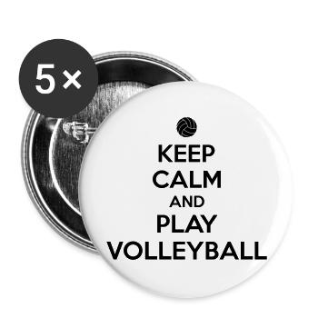 Keep calm and play volleyball - Buttons groß 56 mm (5er Pack) - Weiß - Vorne