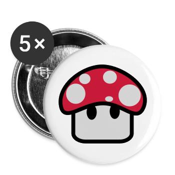 champignon,dessin,geek,jeux vidéo - Lot de 5 grands badges (56 mm) - blanc - Devant