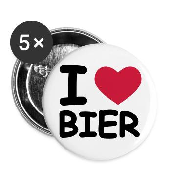 I Love Bier - Buttons groß 56 mm (5er Pack) - Weiß - Vorne