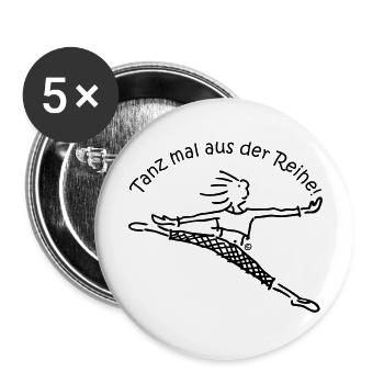 Tanz mal aus der Reihe! - Buttons groß 56 mm (5er Pack) - Weiß - Vorne