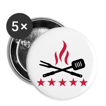 barbecue - Lot de 5 grands badges (56 mm) - blanc - Devant