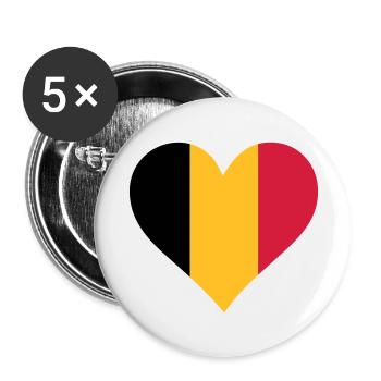 Ein Herz für Belgien - Buttons groß 56 mm (5er Pack) - Weiß - Vorne