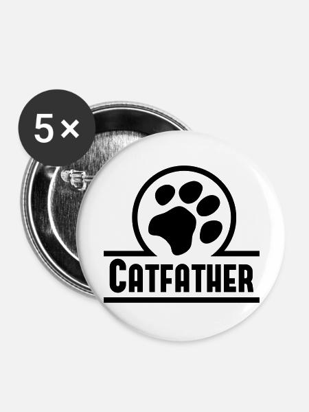 Catfather - Buttons groß 56 mm (5er Pack) - Weiß