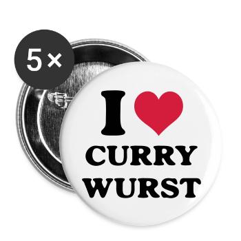Currywurst i love - Buttons large 2.2''/56 mm (5-pack) - white - Front