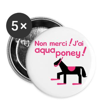 Aqua Poney - Lot de 5 grands badges (56 mm) - blanc - Devant