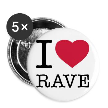 I LOVE RAVE - Buttons large 2.2''/56 mm (5-pack) - white - Front
