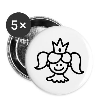 Princess with crown - Line - Buttons large 2.2''/56 mm (5-pack) - white - Front