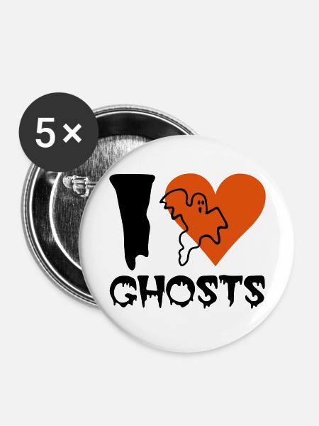 Halloween - Geist - Buttons groß 56 mm (5er Pack) - Weiß