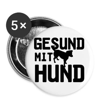 Gesund mit Hund, Hunde, Tier, Medizin, Geschenk - Buttons groß 56 mm (5er Pack) - Weiß - Vorne