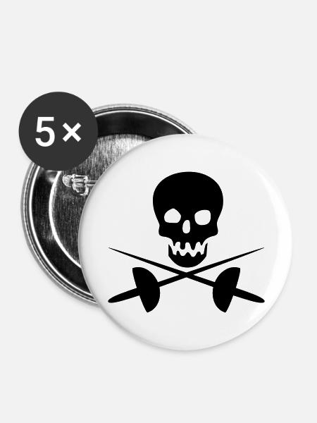 fechten - Buttons groß 56 mm (5er Pack) - Weiß