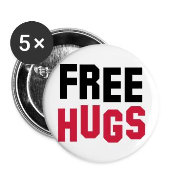 free hugs - Lot de 5 grands badges (56 mm) - blanc - Devant