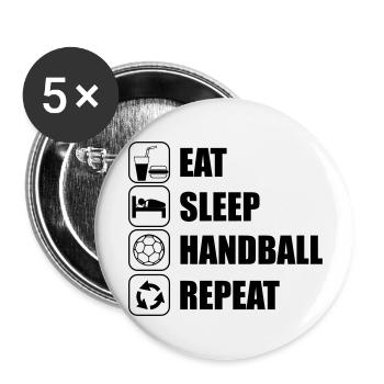 EAT SLEEP HANDBALL - Lot de 5 grands badges (56 mm) - blanc - Devant