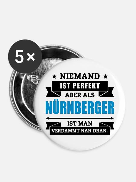 Funshirt Nürnberger - Buttons groß 56 mm (5er Pack) - Weiß