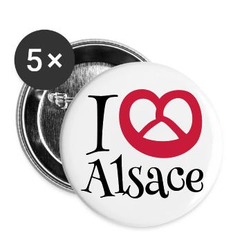 i love alsace - Lot de 5 grands badges (56 mm) - blanc - Devant