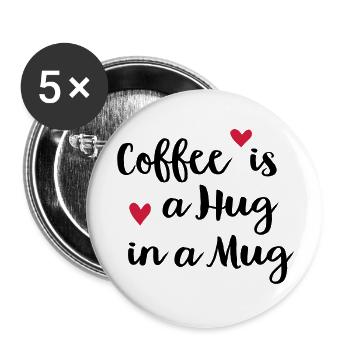 Kaffee - Buttons groß 56 mm (5er Pack) - Weiß - Vorne