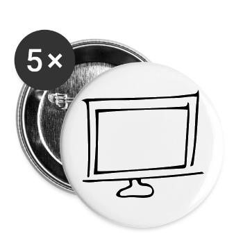 Bildschirm,Fernsehgerät,Fernseher,Glotze,TV,Röhre, - Buttons groß 56 mm (5er Pack) - Weiß - Vorne