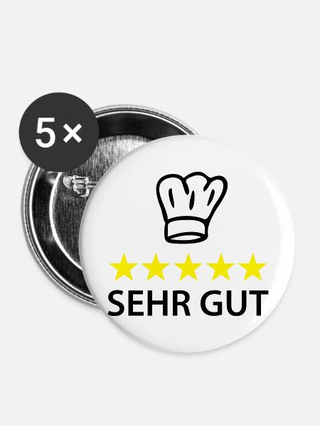 sehr gut koch - Buttons groß 56 mm (5er Pack) - Weiß