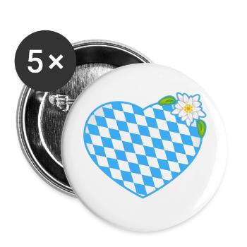 Bayernherz - Buttons groß 56 mm (5er Pack) - Weiß - Vorne