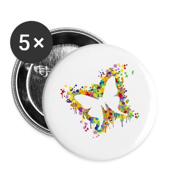 Schmetterling Splash - Buttons groß 56 mm (5er Pack) - Weiß - Vorne