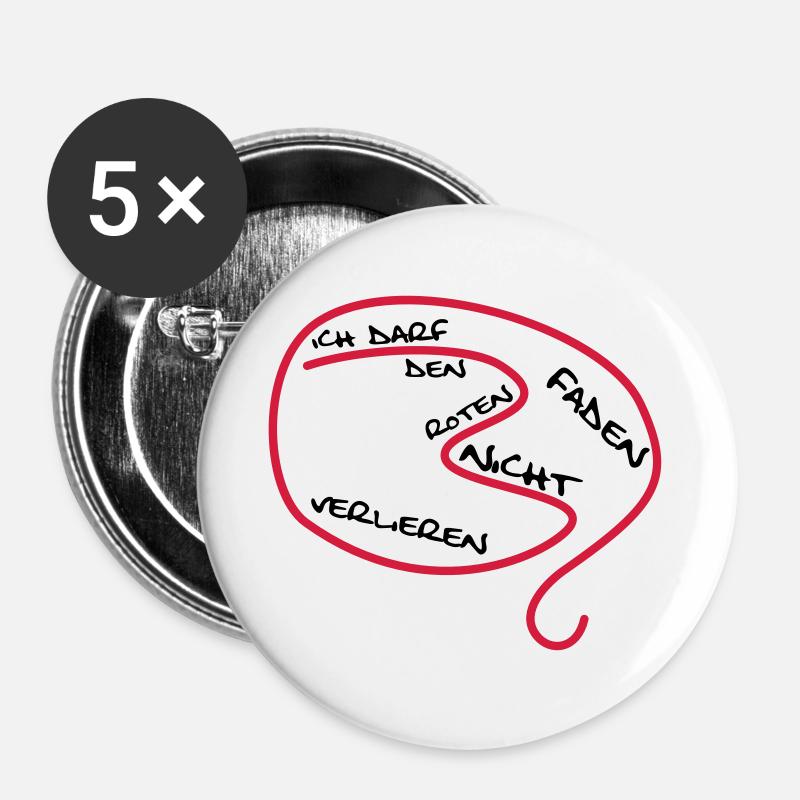 Der rote Faden... - Buttons groß 56 mm (5er Pack) - Weiß