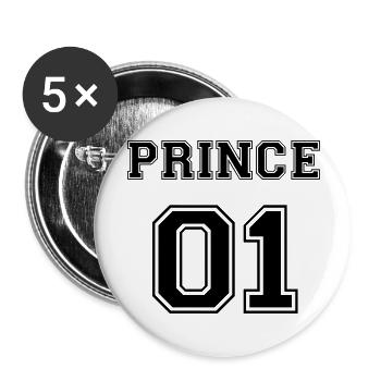 Princess 01 Sohn Familie Kind Baby Geschenk - Buttons groß 56 mm (5er Pack) - Weiß - Vorne