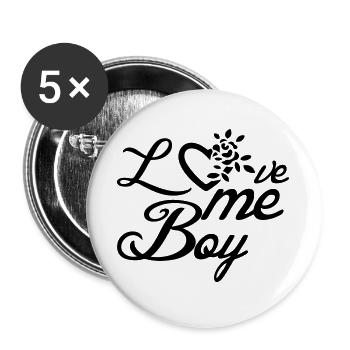 Aimez-moi, garçon Amour Saint-Valentin Dictons Cadeau - Lot de 5 grands badges (56 mm) - blanc - Devant